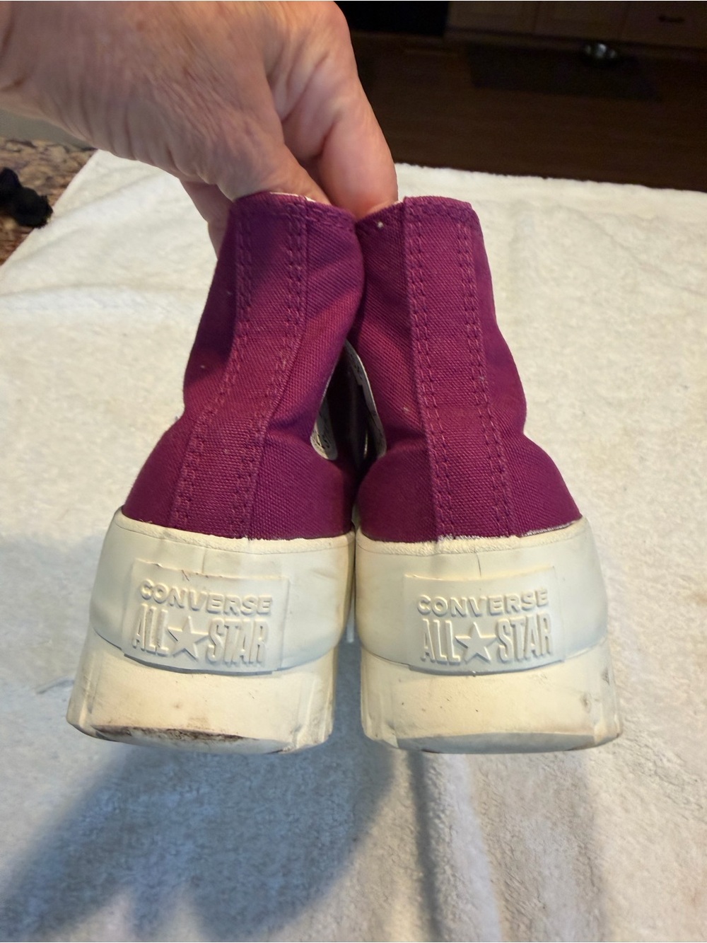 Converse High-Top Canvas Ankle Boots - Plum with White - Picture 2 of 4